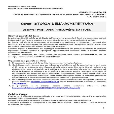 Programma Storia dell'Architettura A.A. 2015-2016