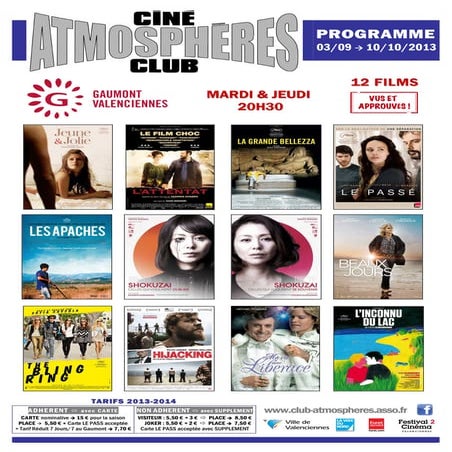 Programmation 1 du 3 septembre au 10 octobre 2013