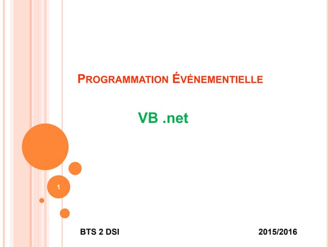 Programmation Evenementielle 1 object.ppt