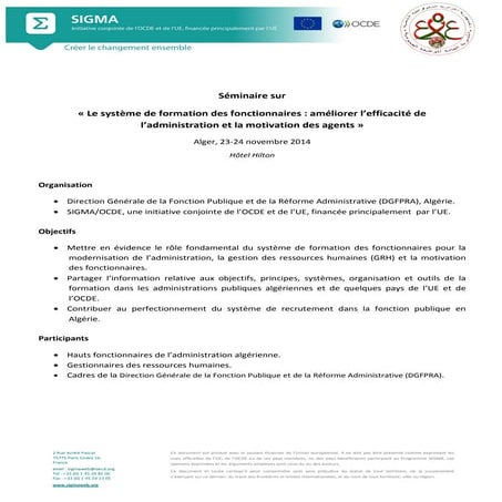 Programme séminaire sur le système de formation des fonctionnaires ...