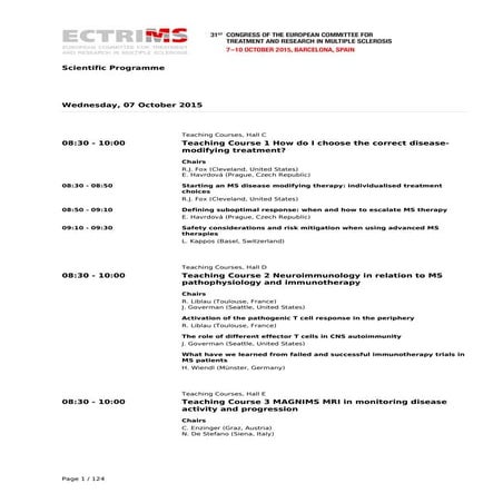 Programme ectrims2015