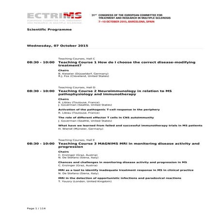 Programme ectrims2015 