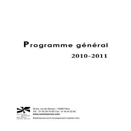 Programme général 2010-2011 | PDF