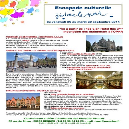 Programme j'adore le nord pour inscription