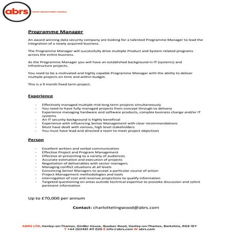Programme manager