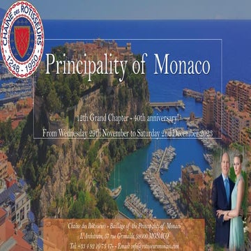 Monaco 40th Grand Chapitre 2023 Programme