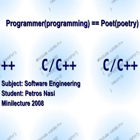Programmer(Programming) == Poet(Poetry) | PPT