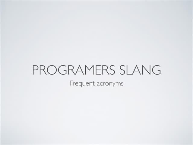 Programmers slang