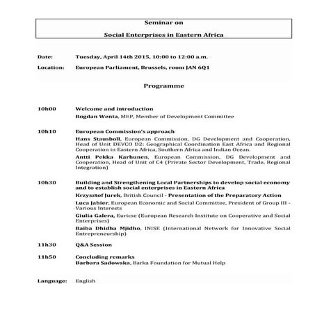 Programme SEEA seminar 14 april | PDF