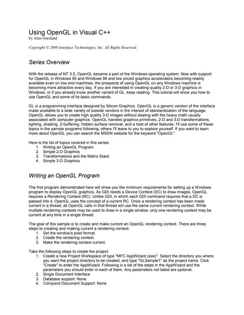 Programming   using opengl in visual c++