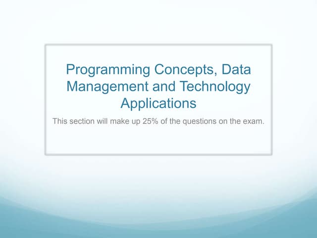 Programming concepts and data management 