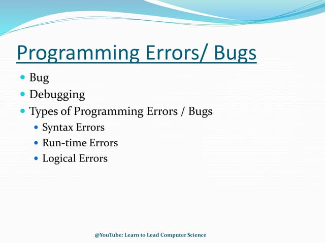 Programming Error Or Bug Pptx Programming Error Or Bug Pptx