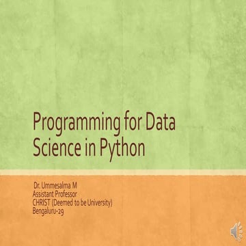 Programming for data science in python | PPT
