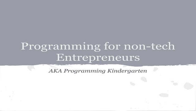 Programming for non tech entrepreneurs