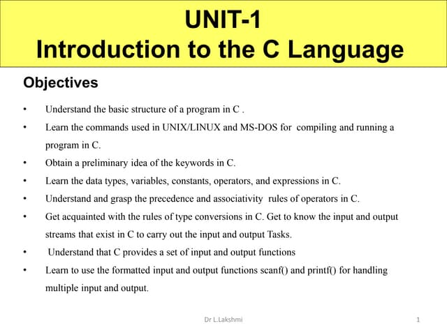 Programming for problem solving ppts unit 1