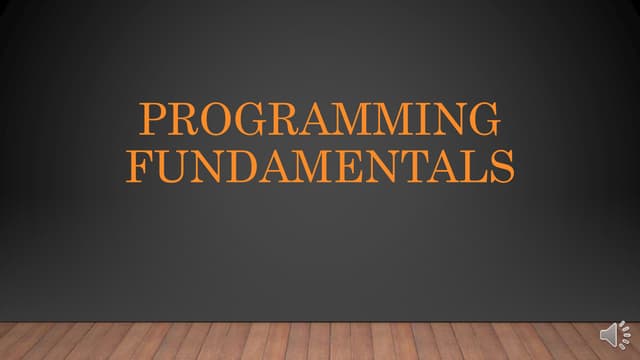 Programming fundamentals presentation