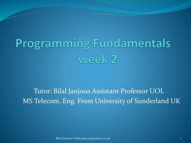 Programming fundamentals 3