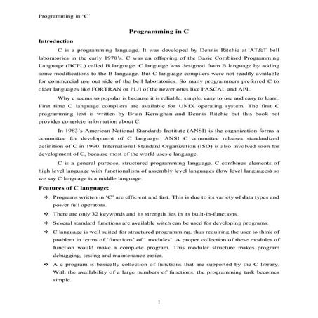 Programming in c | PDF