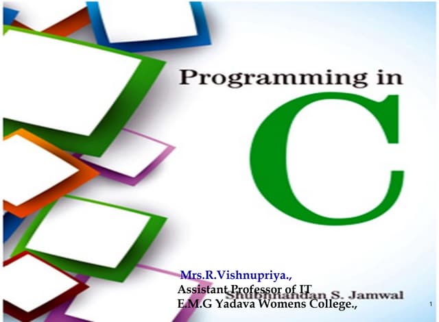 Programming in C & Decision Making Branching | PPT