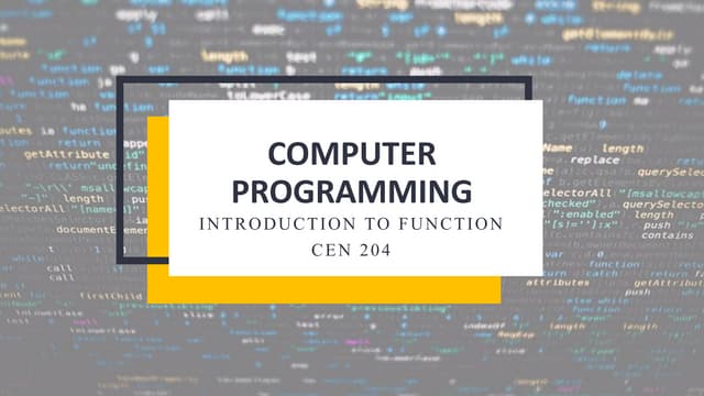Programming in c function