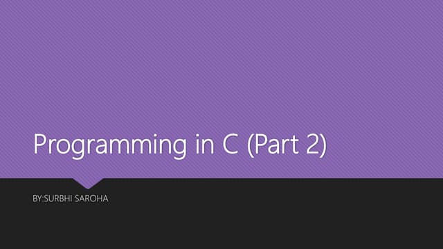 Programming in C (part 2)