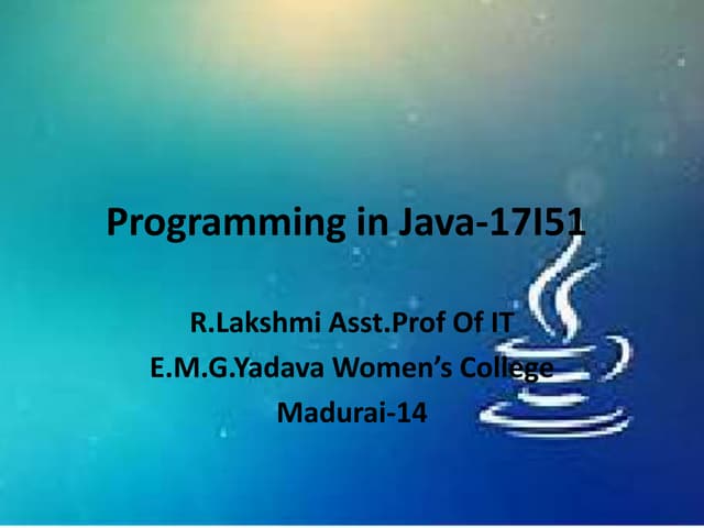 Programming in java ppt | PPT