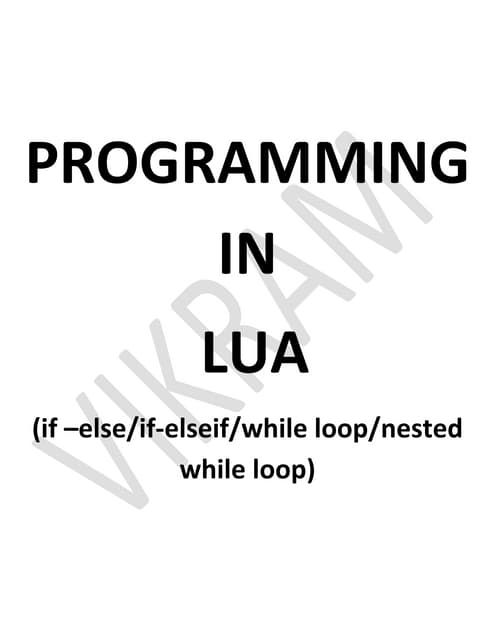Programming in lua Basic | PDF