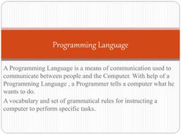 Presentation on Programming Languages. | PPT