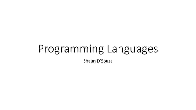 Programming languages | PPT