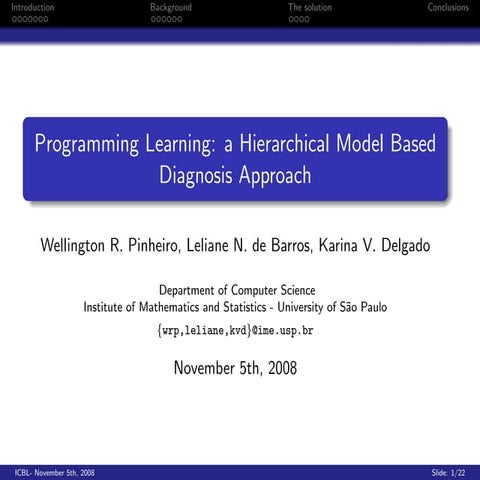 Programming learning: a hierarchical model based diagnosis approach