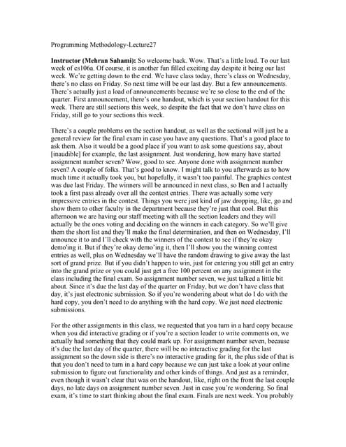 Programming methodology lecture27
