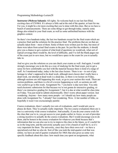Programming methodology lecture28
