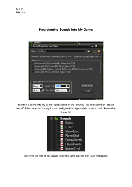 Programming sounds into my game