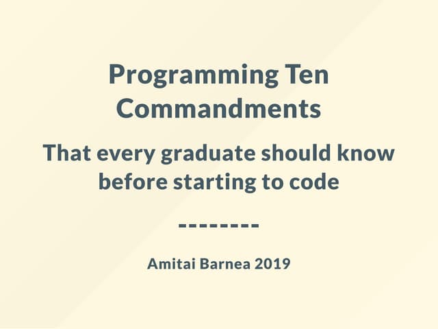 Programming ten commandments