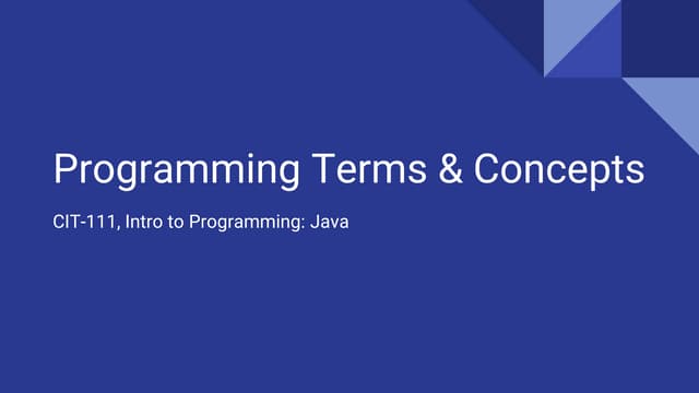 Programming terms &amp; concepts - Using Java