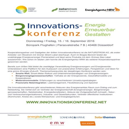 3. Innovationskonferenz 2016 Programm