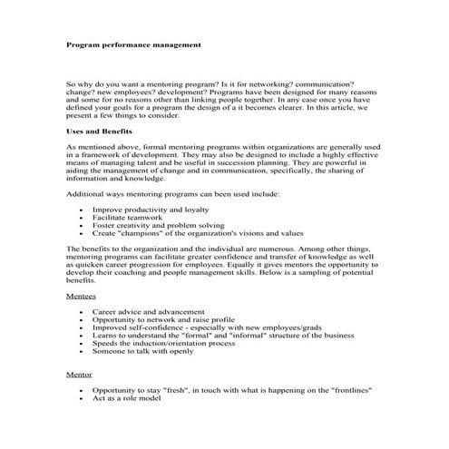 Program performance management