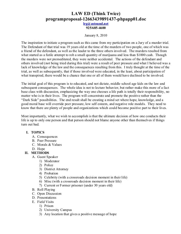 Law Education Program Proposal