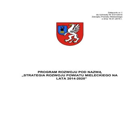 Projekt Strategii Powiatu Mieleckiego 2014-2020 / "Program rozwoju"