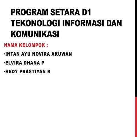 Program setara d1 teknologi informasi dan komunikasi