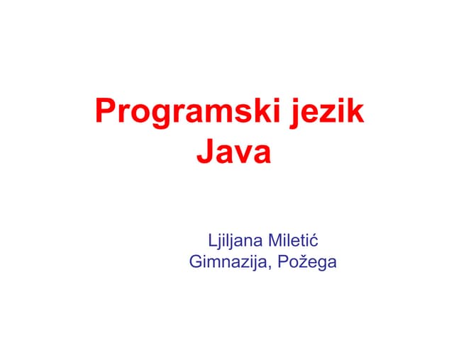 Programski Jezik Java | PPT