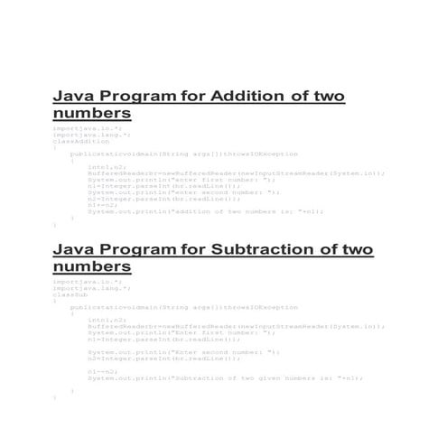 Programs of java | DOCX