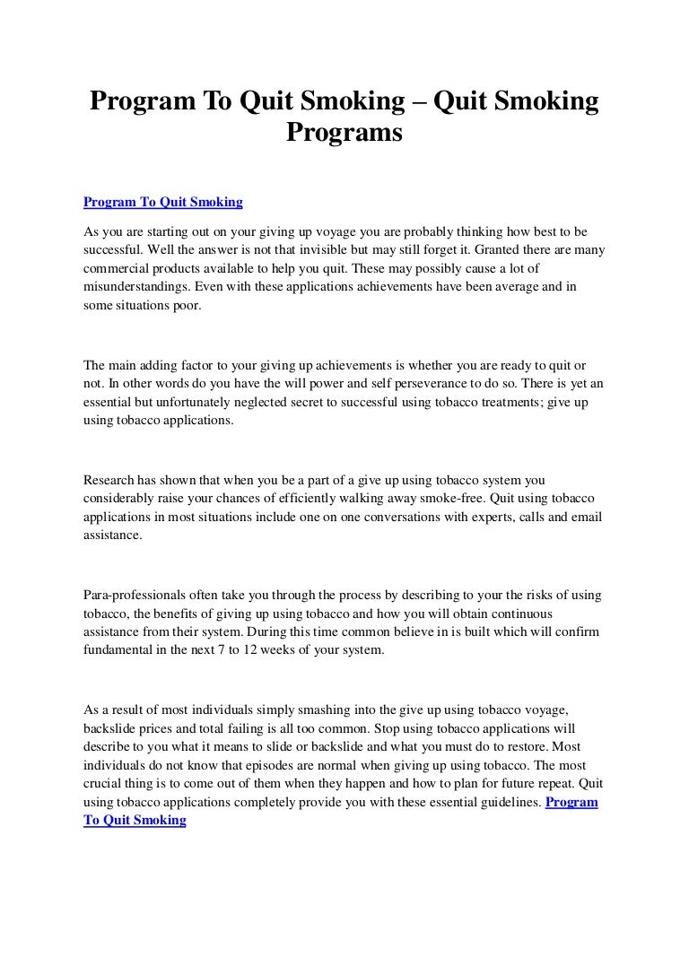 Program To Quit Smoking Quit Smoking Programs