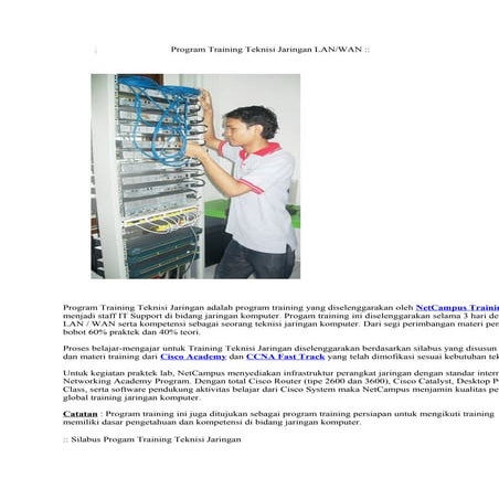 Program Training Teknisi Jaringan LAN