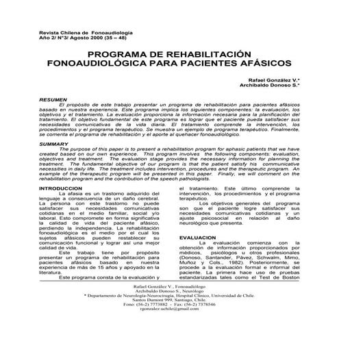 PROGRAMA DE REHABILITACIÓN FONOAUDIOLÓGICA PARA PACIENTES AFÁSICOS