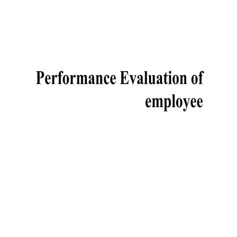 Performance Evaluation of Employee
