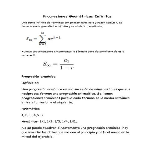 Progresiones geométricas infinitas