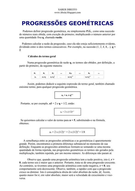 Progressões geométricas