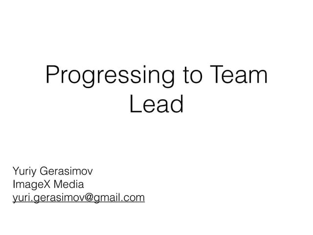 Progressing to Team Lead