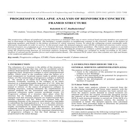 Progressive collapse analysis of reinforced concrete framed structure